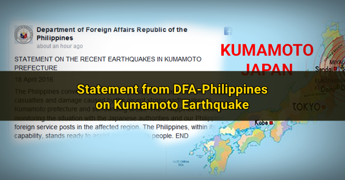 dfa japan earthquake statement