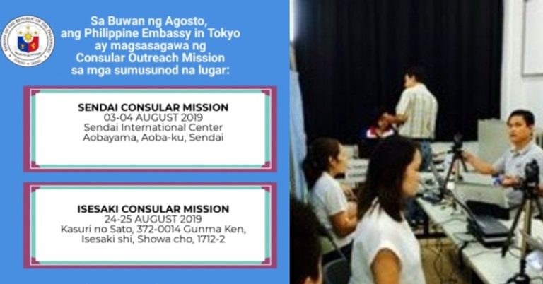 Philippine Embassy Releases Schedule of Consular Missions for August 2019